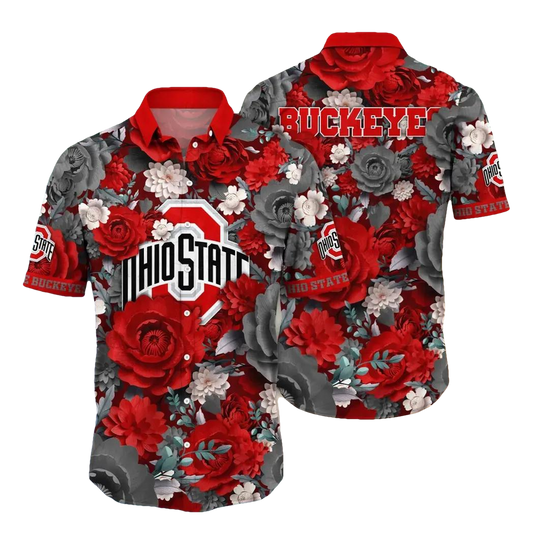 Ohio State Buckeyes Style Hot Trending Summer NCAA Flower Aloha Hawaiian Shirt 5, NCAA Hawaiian Shirt Moonbestprint