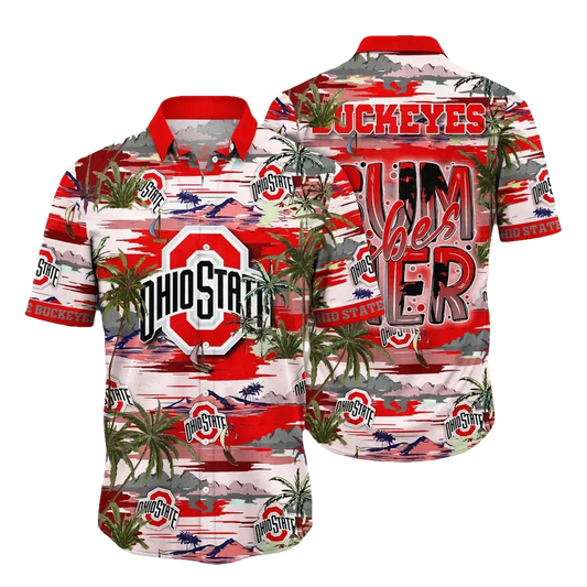 Ohio State Buckeyes Style Hot Trending Summer NCAA Flower Aloha Hawaiian Shirt 9, NCAA Hawaiian Shirt Moonbestprint