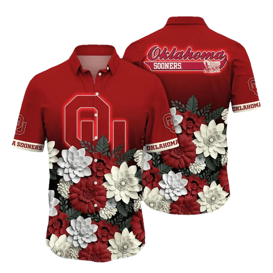 Oklahoma Sooners NCAA Flower Aloha Hawaiian Shirt 12, NCAA Hawaiian Shirt Moonbestprint