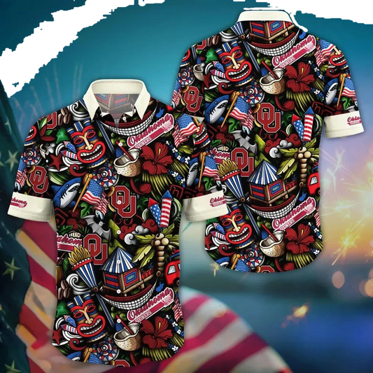 Oklahoma Sooners NCAA Flower Aloha Hawaiian Shirt 13, NCAA Hawaiian Shirt Moonbestprint