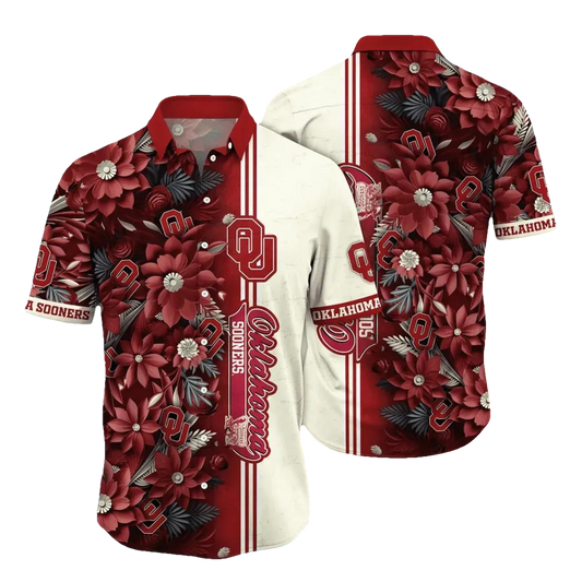Oklahoma Sooners NCAA Flower Aloha Hawaiian Shirt 3, NCAA Hawaiian Shirt Moonbestprint