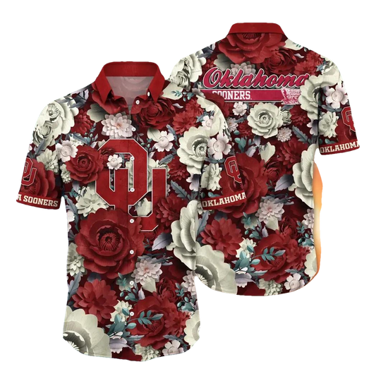 Oklahoma Sooners NCAA Flower Aloha Hawaiian Shirt 4, NCAA Hawaiian Shirt Moonbestprint