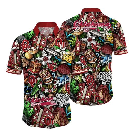 Oklahoma Sooners NCAA Flower Aloha Hawaiian Shirt 5, NCAA Hawaiian Shirt Moonbestprint