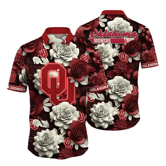 Oklahoma Sooners NCAA Flower Aloha Hawaiian Shirt 7, NCAA Hawaiian Shirt Moonbestprint