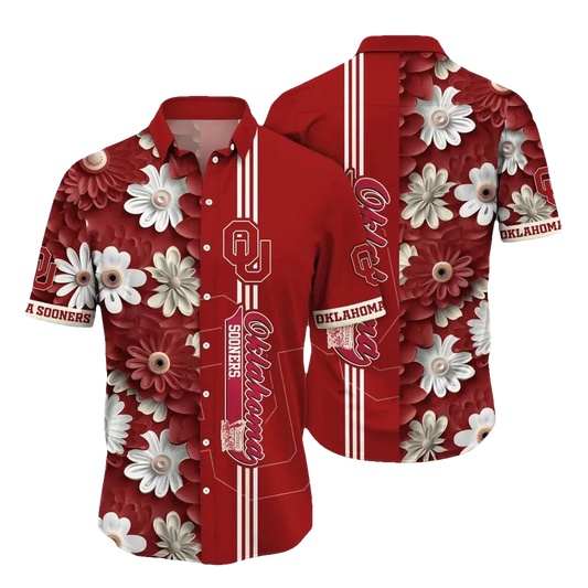 Oklahoma Sooners Style Hot Trending Summer NCAA Flower Aloha Hawaiian Shirt, NCAA Hawaiian Shirt Moonbestprint