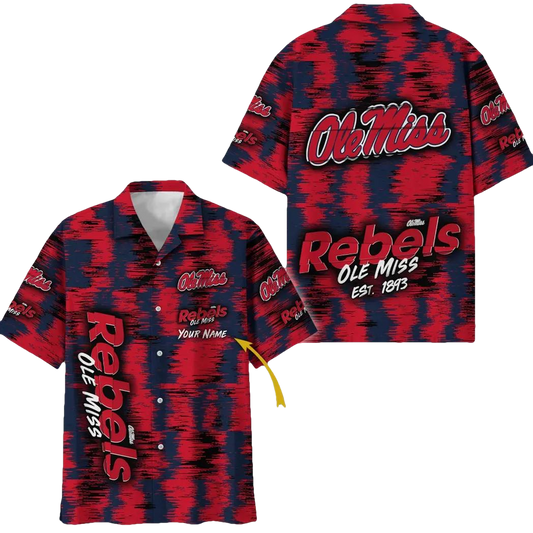 Ole Miss Rebels Aloha Hawaiian Shirt Custom Your Name, NCAA Hawaiian Shirt Moonbestprint
