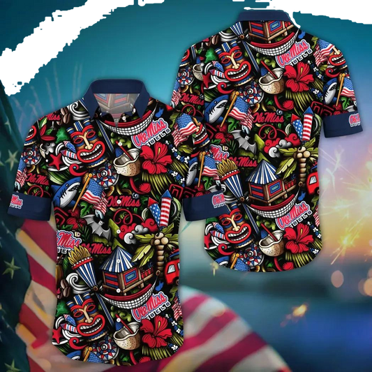 Ole Miss Rebels NCAA Flower Aloha Hawaiian Shirt 14, NCAA Hawaiian Shirt Moonbestprint