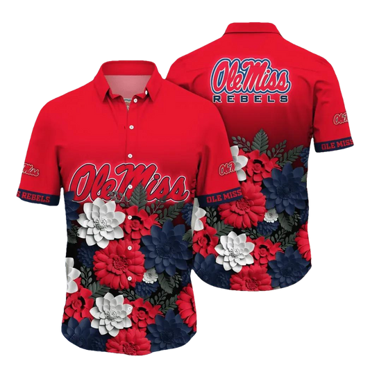 Ole Miss Rebels NCAA Flower Aloha Hawaiian Shirt 13, NCAA Hawaiian Shirt Moonbestprint