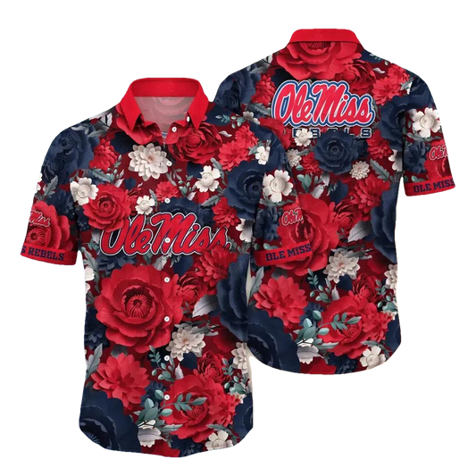 Ole Miss Rebels NCAA Flower Aloha Hawaiian Shirt 5, NCAA Hawaiian Shirt Moonbestprint