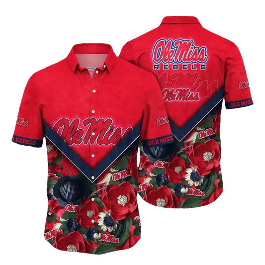 Ole Miss Rebels NCAA Flower Aloha Hawaiian Shirt 4, NCAA Hawaiian Shirt Moonbestprint