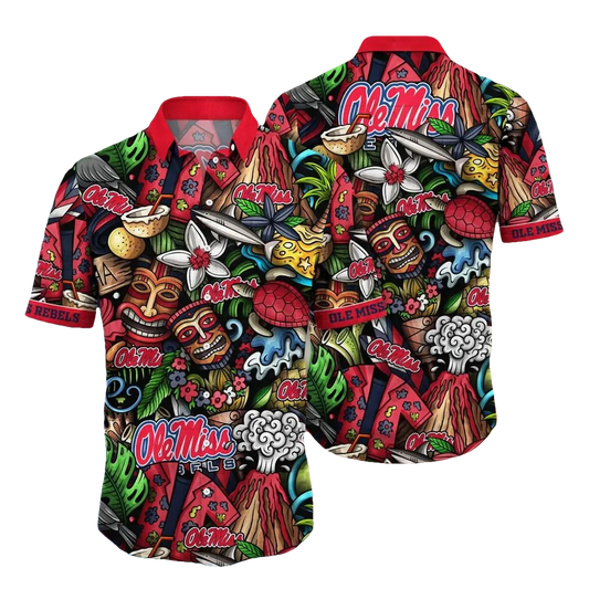 Ole Miss Rebels NCAA Flower Aloha Hawaiian Shirt 6, NCAA Hawaiian Shirt Moonbestprint
