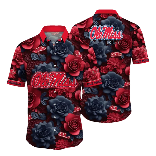 Ole Miss Rebels NCAA Flower Aloha Hawaiian Shirt 7, NCAA Hawaiian Shirt Moonbestprint