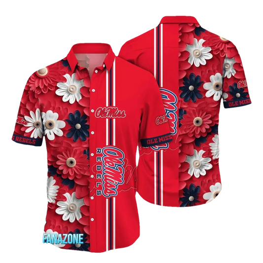 Ole Miss Rebels Style Hot Trending Summer NCAA Flower Aloha Hawaiian Shirt, NCAA Hawaiian Shirt Moonbestprint
