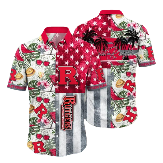 Rutgers Scarlet Knights NCAA Flower Aloha Hawaiian Shirt 11, NCAA Hawaiian Shirt Moonbestprint