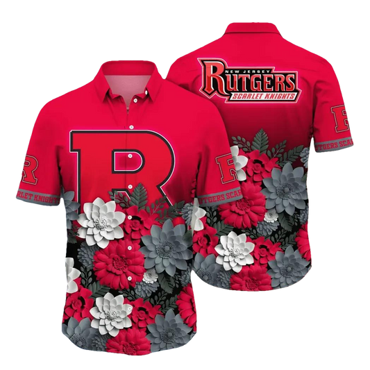 Rutgers Scarlet Knights NCAA Flower Aloha Hawaiian Shirt 13, NCAA Hawaiian Shirt Moonbestprint