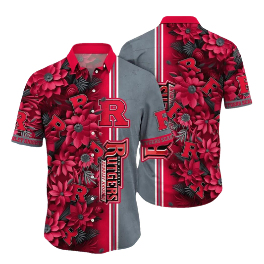 Rutgers Scarlet Knights NCAA Flower Aloha Hawaiian Shirt 3, NCAA Hawaiian Shirt Moonbestprint