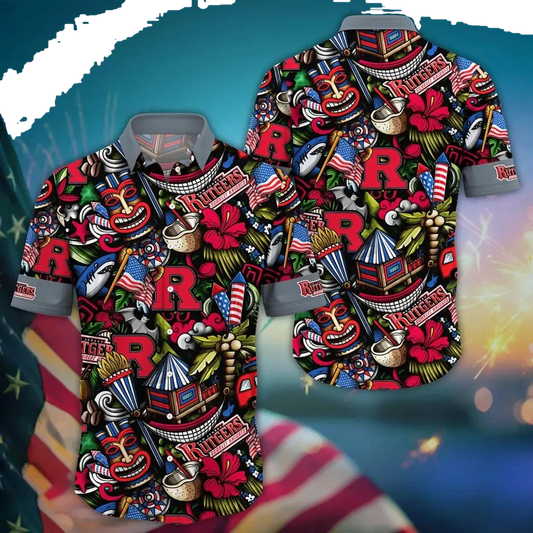 Rutgers Scarlet Knights NCAA Flower Aloha Hawaiian Shirt 14, NCAA Hawaiian Shirt Moonbestprint