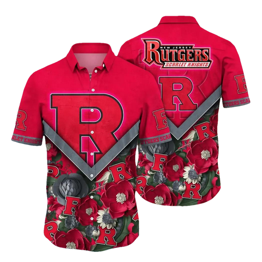 Rutgers Scarlet Knights NCAA Flower Aloha Hawaiian Shirt 4, NCAA Hawaiian Shirt Moonbestprint