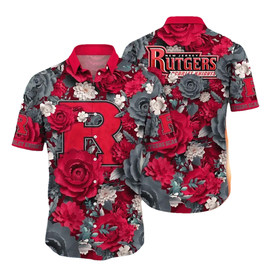 Rutgers Scarlet Knights NCAA Flower Aloha Hawaiian Shirt 5, NCAA Hawaiian Shirt Moonbestprint