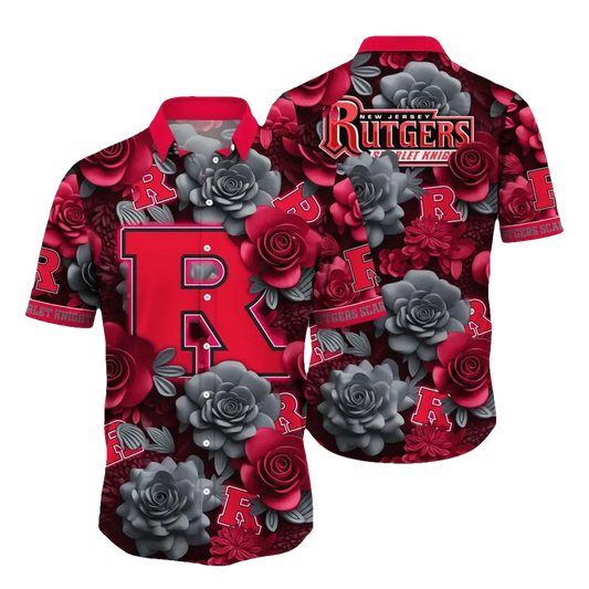 Rutgers Scarlet Knights NCAA Flower Aloha Hawaiian Shirt 7, NCAA Hawaiian Shirt Moonbestprint