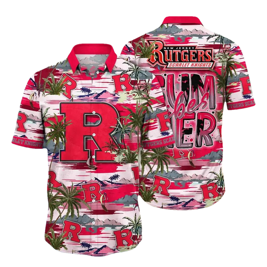 Rutgers Scarlet Knights NCAA Flower Aloha Hawaiian Shirt 8, NCAA Hawaiian Shirt Moonbestprint
