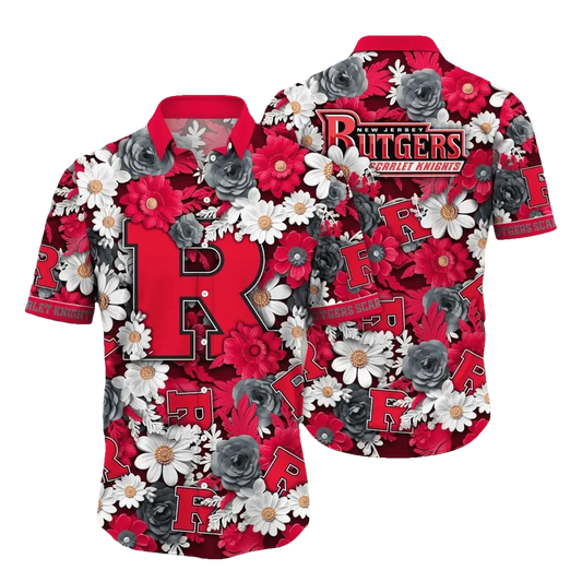 Rutgers Scarlet Knights NCAA Flower Aloha Hawaiian Shirt 9, NCAA Hawaiian Shirt Moonbestprint