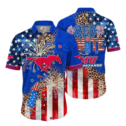 SMU Mustangs NCAA Aloha Hawaiian Shirt, NCAA Hawaiian Shirt Moonbestprint