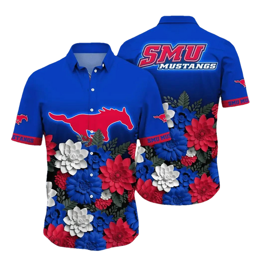 SMU Mustangs NCAA Flower Aloha Hawaiian Shirt 13, NCAA Hawaiian Shirt Moonbestprint