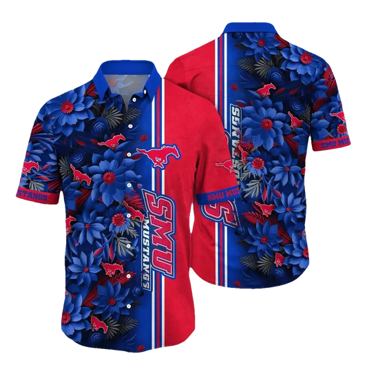 SMU Mustangs NCAA Flower Aloha Hawaiian Shirt 3, NCAA Hawaiian Shirt Moonbestprint