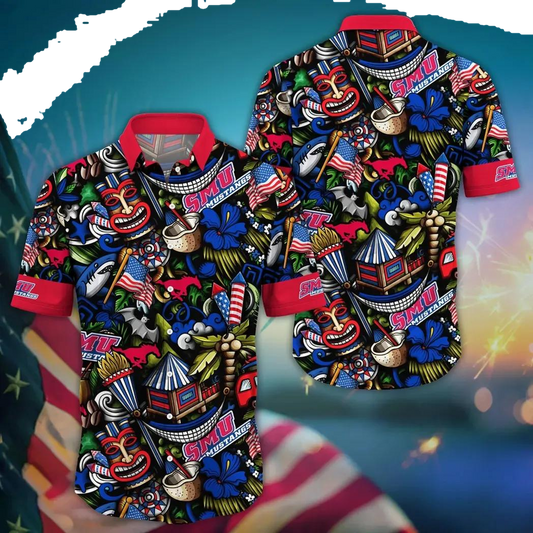 SMU Mustangs NCAA Flower Aloha Hawaiian Shirt 14, NCAA Hawaiian Shirt Moonbestprint