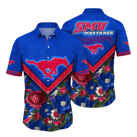SMU Mustangs NCAA Flower Aloha Hawaiian Shirt 4, NCAA Hawaiian Shirt Moonbestprint