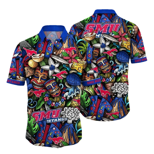 SMU Mustangs NCAA Flower Aloha Hawaiian Shirt 6, NCAA Hawaiian Shirt Moonbestprint