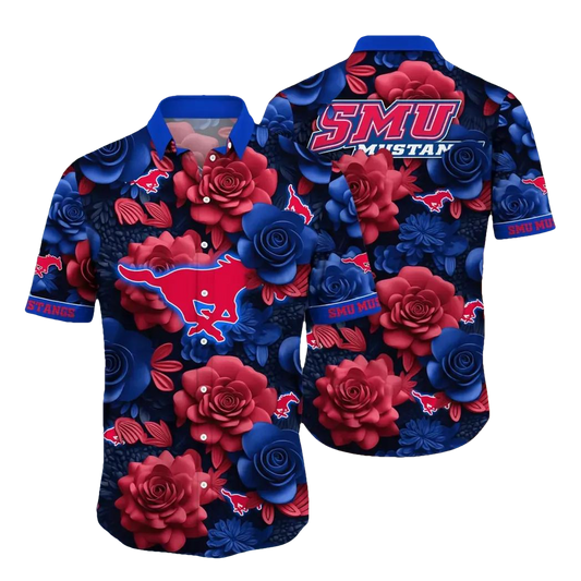 SMU Mustangs NCAA Flower Aloha Hawaiian Shirt 7, NCAA Hawaiian Shirt Moonbestprint