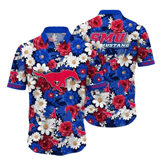 SMU Mustangs NCAA Flower Aloha Hawaiian Shirt 9, NCAA Hawaiian Shirt Moonbestprint