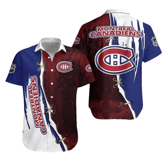 Montreal Canadiens Dark Red And Blue Hawaiian Shirt, NHL Hawaiian Shirt Moonbestprint