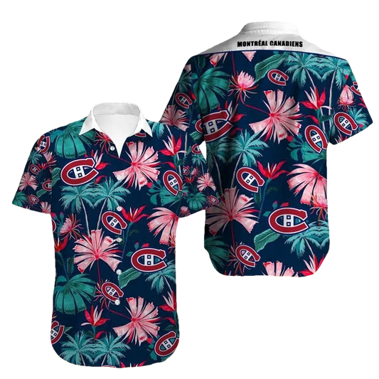 Montreal Canadiens Hawaiian Shirt Big Floral Button Up, NHL Hawaiian Shirt Moonbestprint