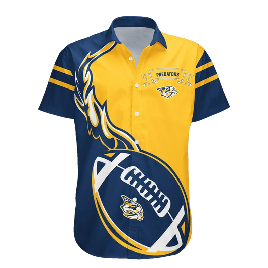 Nashville Predators Hawaiian Shirt  Flame Ball - NHL, NHL Hawaiian Shirt Moonbestprint