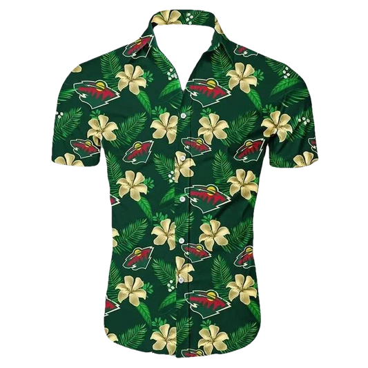 Minnesota Wild Hawaiian Shirt Floral Button Up, NHL Hawaiian Shirt Moonbestprint