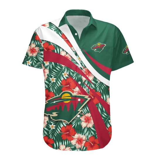 Minnesota Wild Hawaiian Shirt Hibiscus Sport Style - NHL, NHL Hawaiian Shirt Moonbestprint