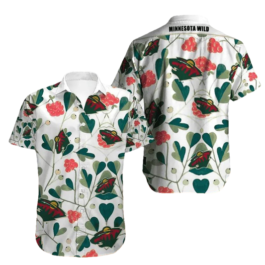 Minnesota Wild Hawaiian Shirt Leaf Button Up, NHL Hawaiian Shirt Moonbestprint