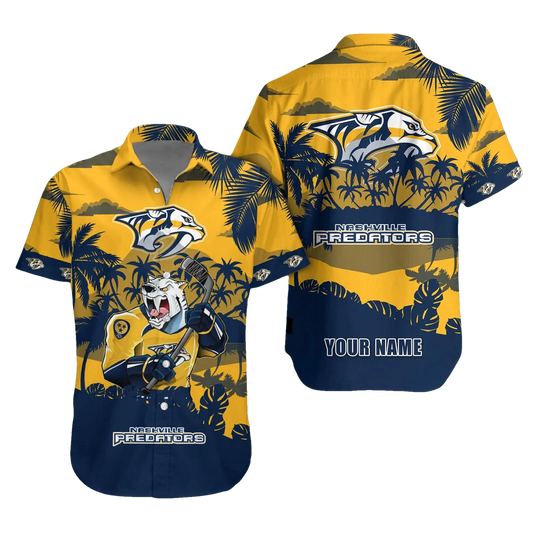 Nashville Predators Personalized Hawaiian Shirt – Custom Name, NHL Hawaiian Shirt Moonbestprint