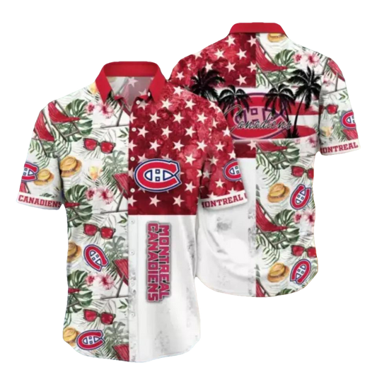 Montreal Canadiens Tropical Flower Hawaiian Shirt, NHL Hawaiian Shirt Moonbestprint