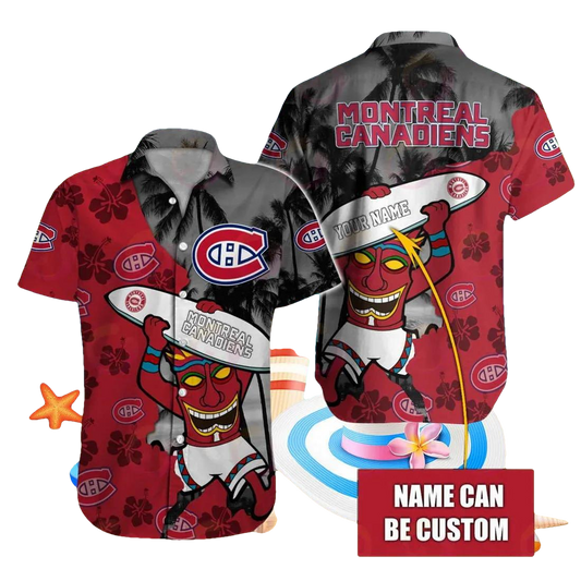 Nhl Montreal Canadiens Special Native Hawaiians Design Button Shirt, NHL Hawaiian Shirt Moonbestprint