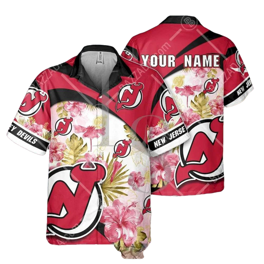 NHL New Jersey Devils Floral Beach Trip Personalized Hawaiian Shirt, NHL Hawaiian Shirt Moonbestprint