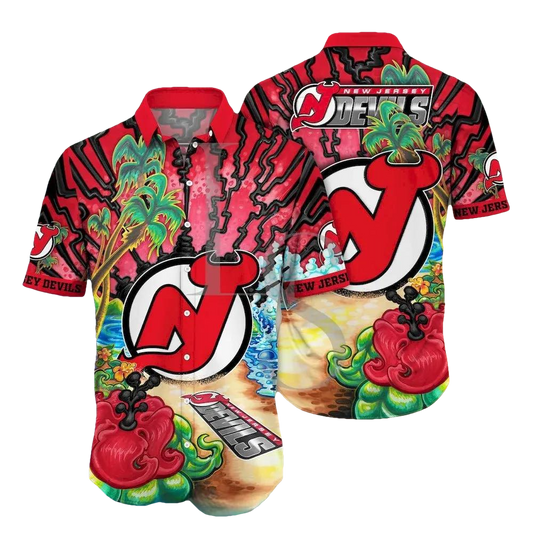 New Jersey Devils Aloha Island Hawaii Shirt, NHL Hawaiian Shirt Moonbestprint