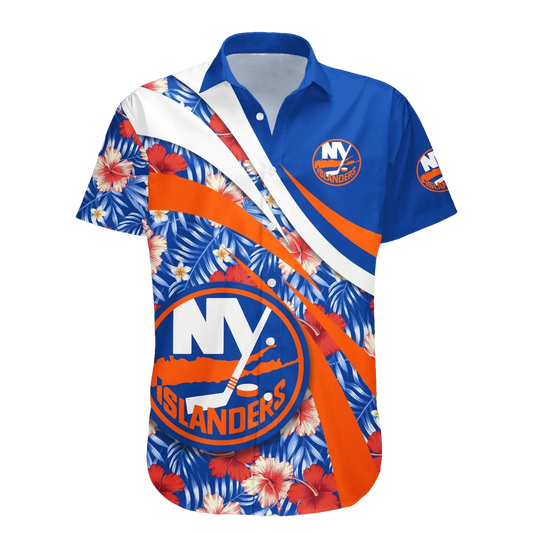 New York Islanders Hawaiian Shirt Hibiscus Sport Style - NHL, NHL Hawaiian Shirt Moonbestprint