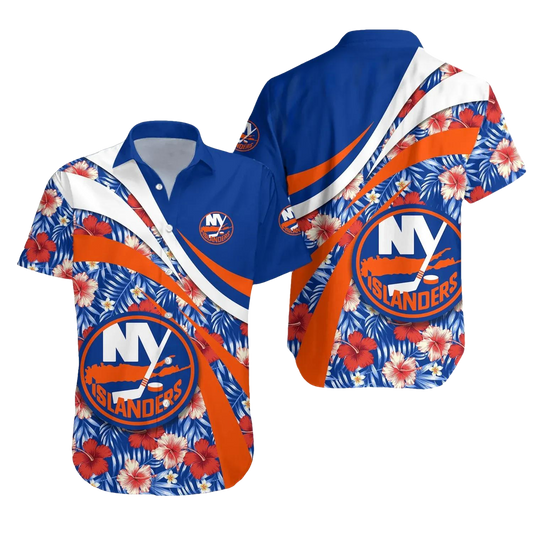 New York Islanders Hawaiian Shirt Hibiscus Sport Style - NHL 1, NHL Hawaiian Shirt Moonbestprint