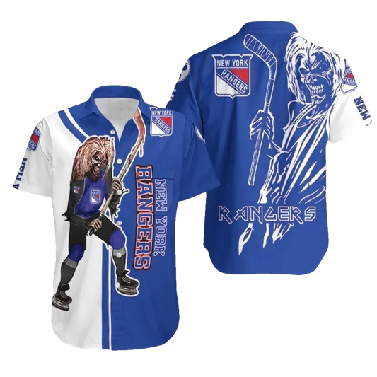 New York Rangers And Zombie For Fan Hawaiian Shirt, NHL Hawaiian Shirt Moonbestprint