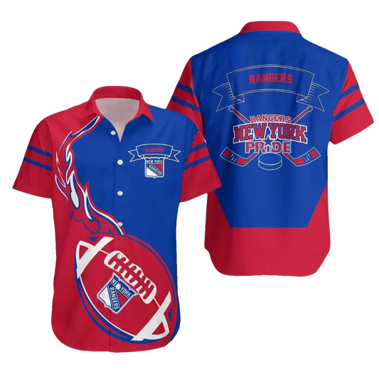 New York Rangers Hawaii Shirt Flame Ball, NHL Hawaiian Shirt Moonbestprint