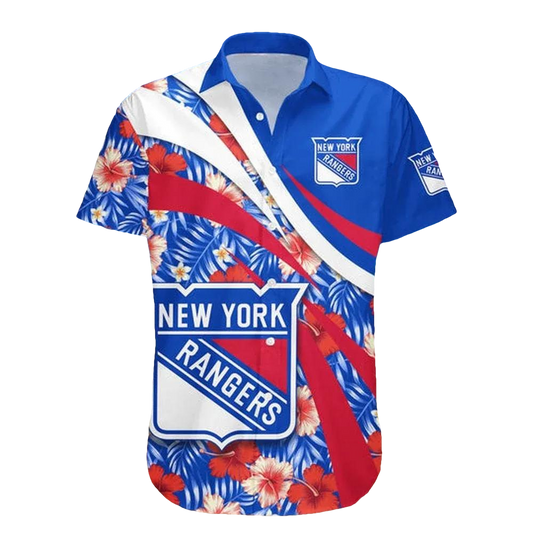 New York Rangers Hawaii Shirt Hibiscus Sport Style, NHL Hawaiian Shirt Moonbestprint